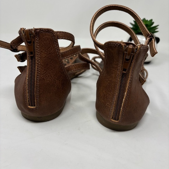 Pop Brown Studded Strappy Sandals - Picture 3 of 6